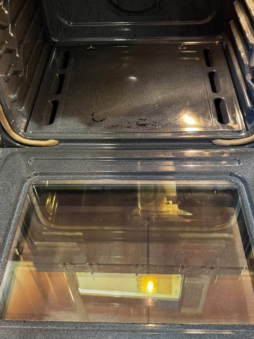 Same oven interior clean and grease-free after RX Cleaning Services deep cleaning